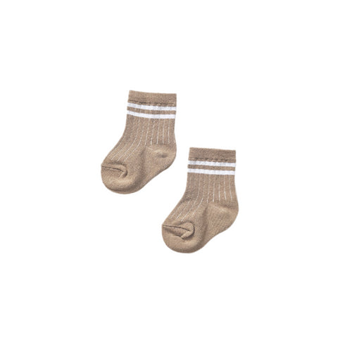 Baby Cuff Socks in Striped Beige