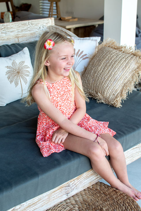 orange and white floral cotton dress sustainable fashion