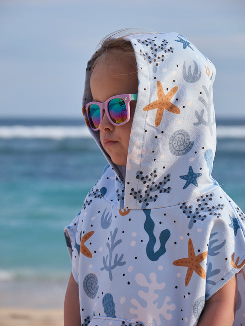 Kids Microfiber Poncho Ocean