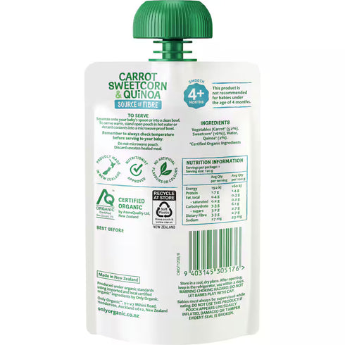 Only Organic Carrot Sweetcorn & Quinoa