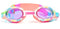 Colorful swim goggles with pink handle on a white background