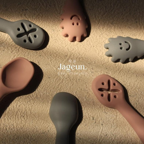 Siicone Baby Training Dipping Spoon Set in Dusty Pink