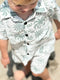 Linen tropical print boys shirt and shirt set