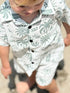 Linen tropical print boys shirt and shirt set