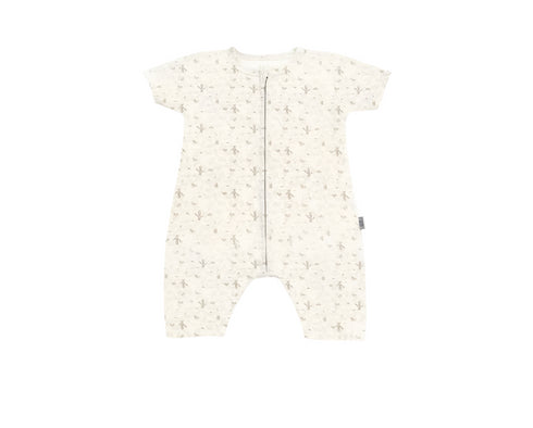 Baby cotton romper with a subtle pattern