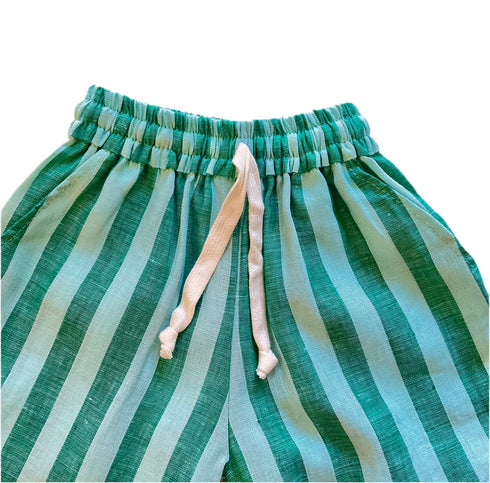 Green striped trousers