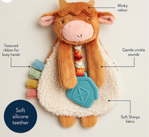 Itzy Lovey Plush And Teether Toy - Highland Cow