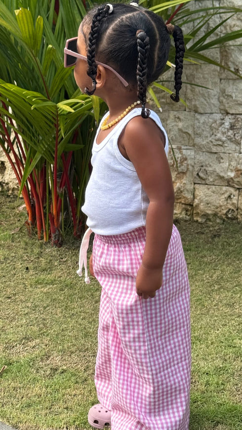 Pants checkered kids girls, cotton