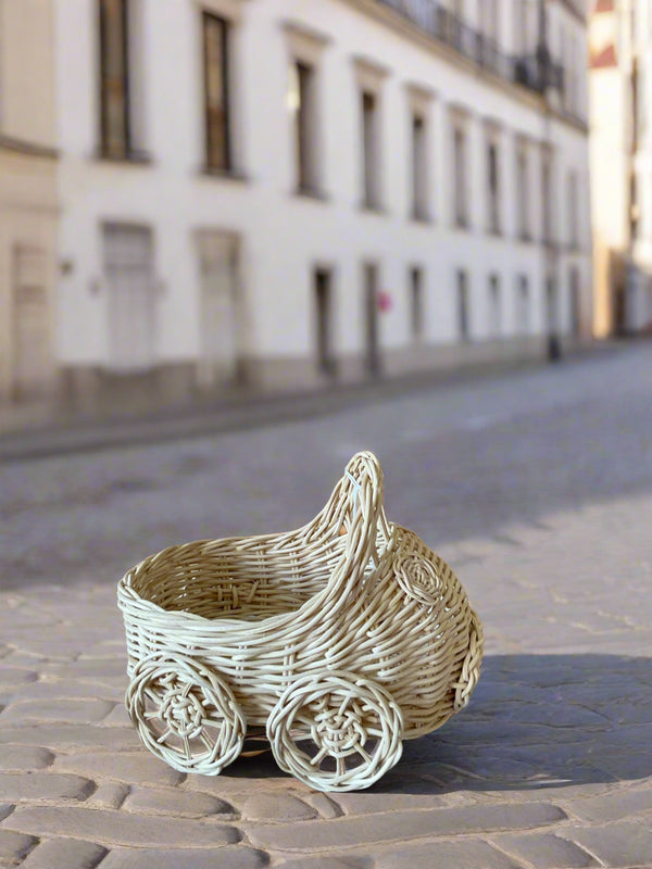 Rattan car toy handmade by Bali artisans - eco-friendly push toy for kids