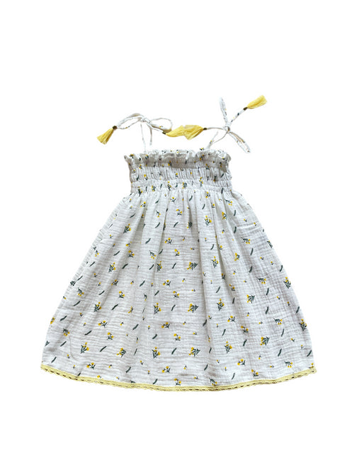 Dress kids cotton, A-line, floral daisy
