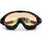 Black goggles with tan lenses on a white background