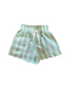 Green and white striped linen shorts eco friendly