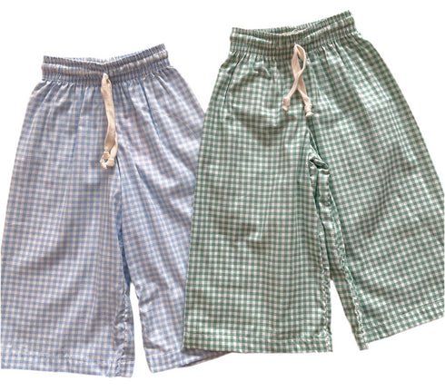 Cotton long checkered pants