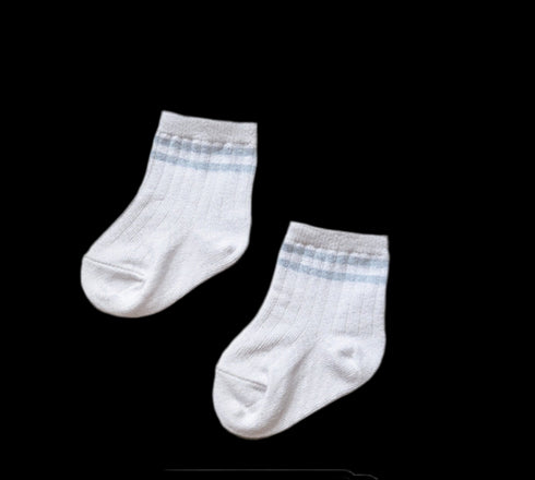 Baby Cuff Socks in Striped White