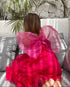 Scarlett fuschia dress with detachable bow handmade in tulle