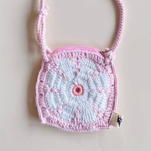 Blush Pink Flower Crochet Bag