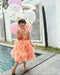 Peach Soleil princess sequin party dress with tulle ruffles