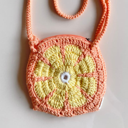 Peach Flower Crochet Bag