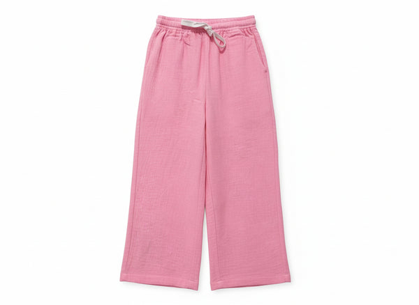 Pink cotton eco friendly kids trousers handmade in Bali