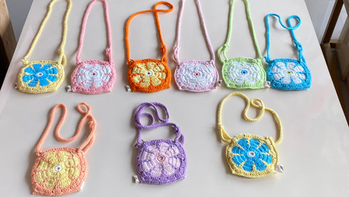 Green Flower Crochet Bag