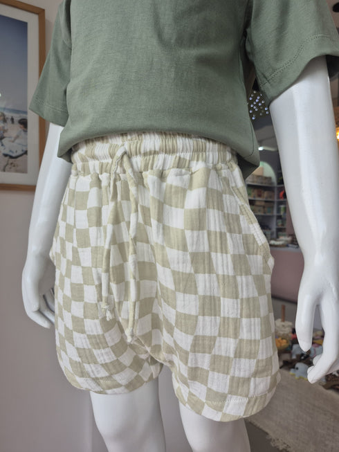 Chequered Shorts in Sage