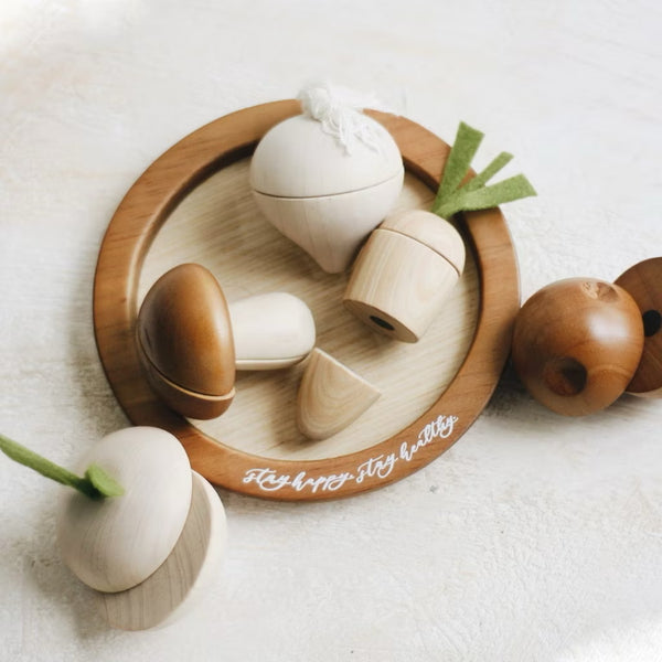 Wooden vegetable toy set by Lettering Life - educational pretend play for toddlers