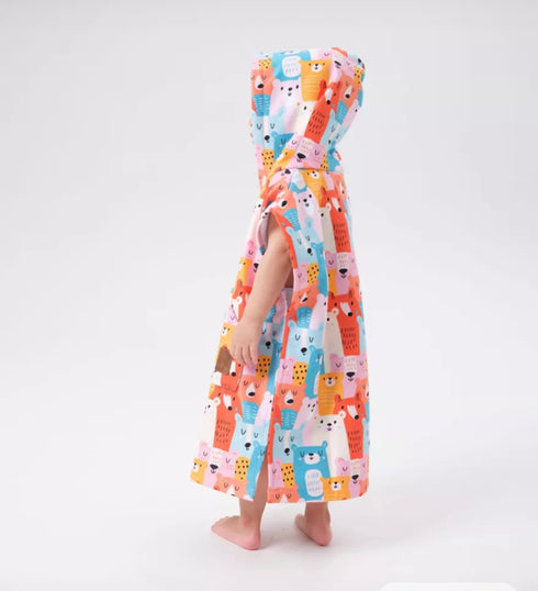 Kids Microfiber Poncho Bear