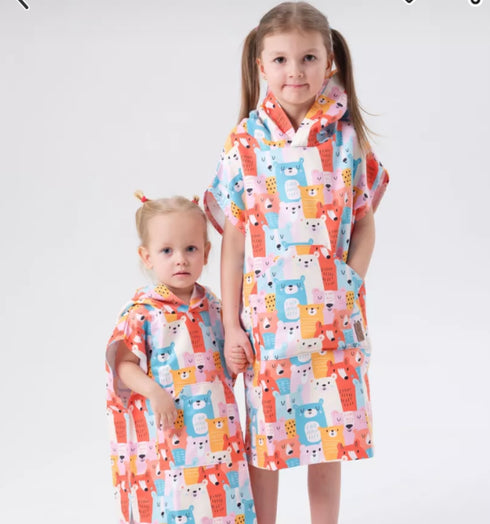 Kids Microfiber Poncho Bear