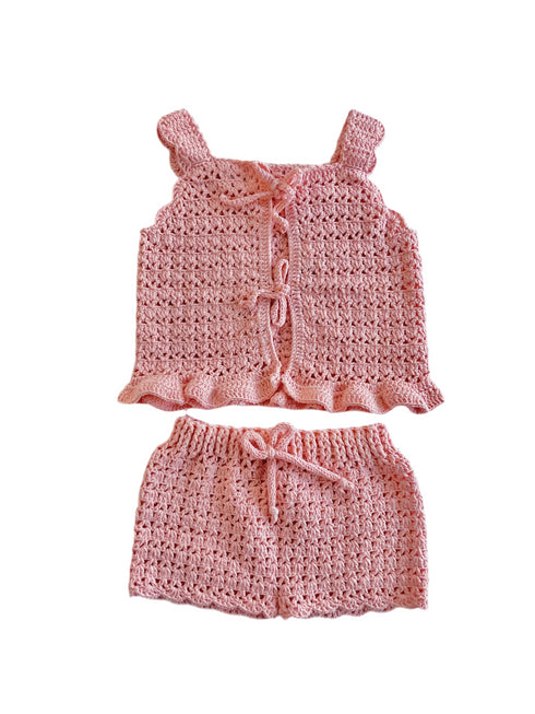 Peach kids eco friendly crochet set handmade in Bali
