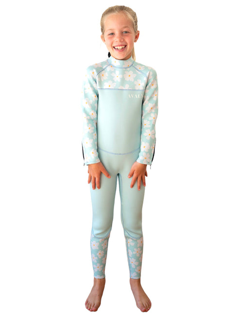 Kids Long Wetsuit in Mint Daisy