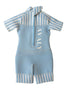 Kids Short Wetsuit in Light Blue Striped
