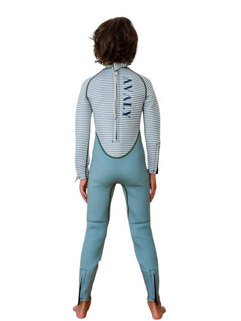 Kids Long Wetsuit in Sage Striped