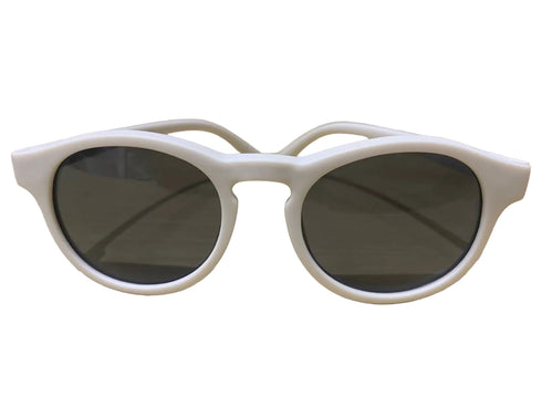 White sunglasses with dark lenses on a white background