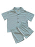 light blue linen shirt and shorts set for boys made with eco friendly sustainable fabric