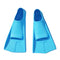 Pair of blue diving fins on a white background