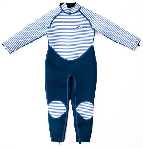 Kids Long Wetsuit in Navy Striped
